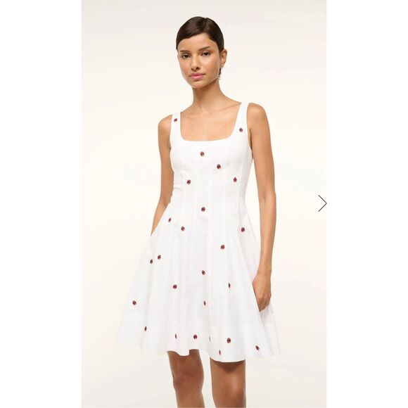 NWT STAUD MINI WELLS DRESS LADYBUGS SIZE 14 $295 - Picture 3 of 10
